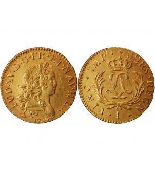 LOUIS XV - LOUIS D'OR MIRLITON AUX PALMES LONGUES 1724 I LIMOGES R3 2