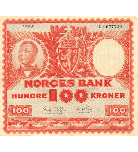 NORVEGE - 100 KRONER 1958