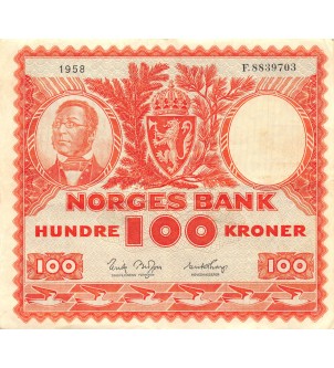 NORVEGE - 100 KRONER 1958 2