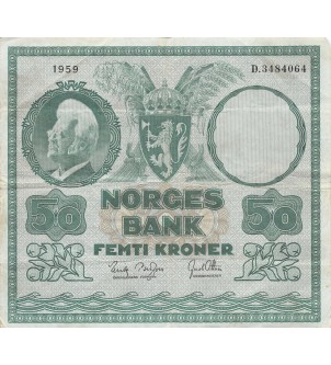 NORVEGE - 50 KRONER 1959 2