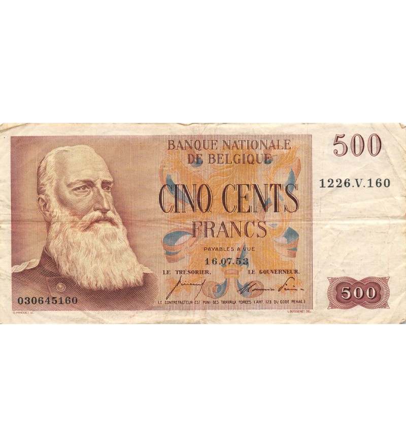 BELGIQUE - 500 FRANCS 16.07.1953