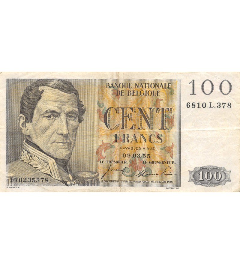 BELGIQUE - 100 FRANCS 09.03.1955