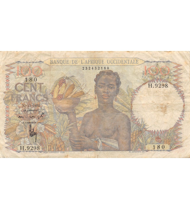 BANQUE AFRIQUE OCCIDENTALE - 100 FRANCS 31.07.1952