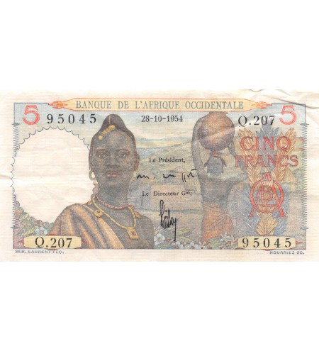 BANQUE AFRIQUE OCCIDENTALE - 5 FRANCS 28.10.1954