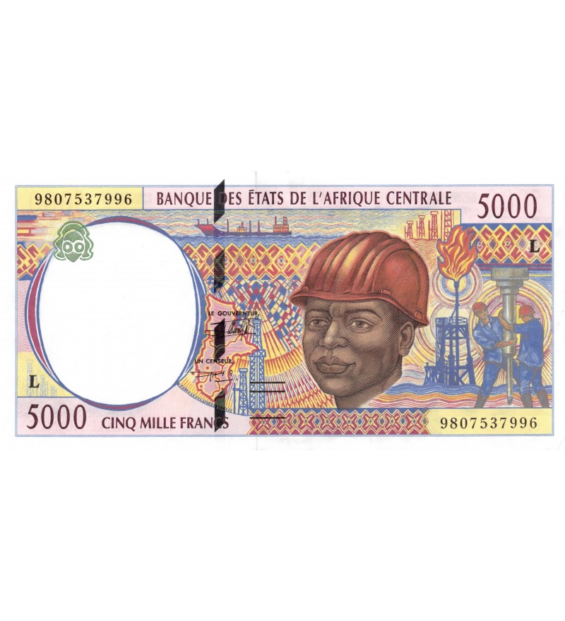 BANQUE AFRIQUE CENTRALE, GABON - 5000 FRANCS 2002