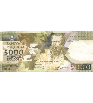 PORTUGAL - 5000 ESCUDOS 1987﻿ 2