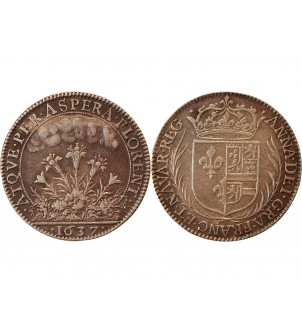 ANNE D'AUTRICHE, Réconciliation du roi et de la reine  - JETON ARGENT 1637 R1 2