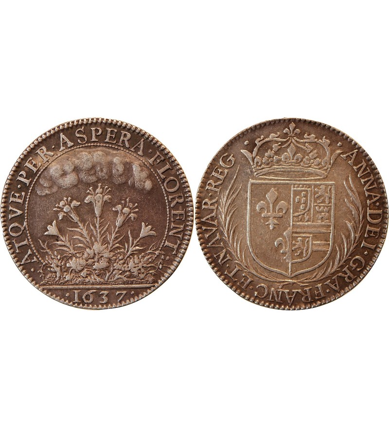 ANNE D'AUTRICHE, Réconciliation du roi et de la reine  - JETON ARGENT 1637 R1