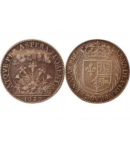 ANNE D'AUTRICHE, Réconciliation du roi et de la reine  - JETON ARGENT 1637 R1