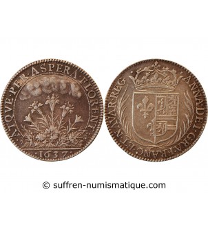 ANNE D'AUTRICHE, Réconciliation du roi et de la reine  - JETON ARGENT 1637 R1