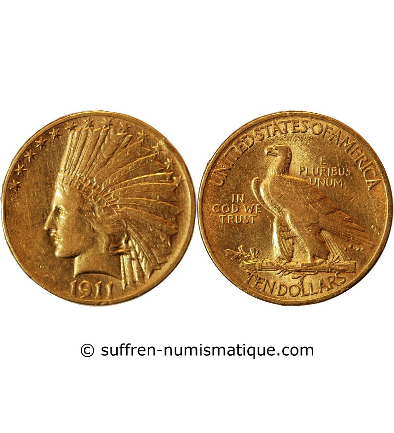 USA, INDIEN - 10 DOLLARS OR 1911 PHILADELPHIE