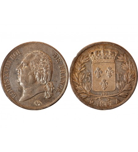 LOUIS XVIII - 5 FRANCS ARGENT 1817 A PARIS﻿