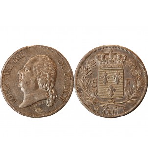LOUIS XVIII - 5 FRANCS ARGENT 1817 B ROUEN 2