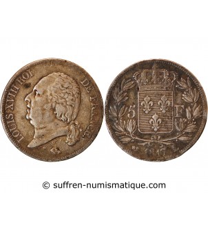 LOUIS XVIII - 5 FRANCS ARGENT 1817 L BAYONNE