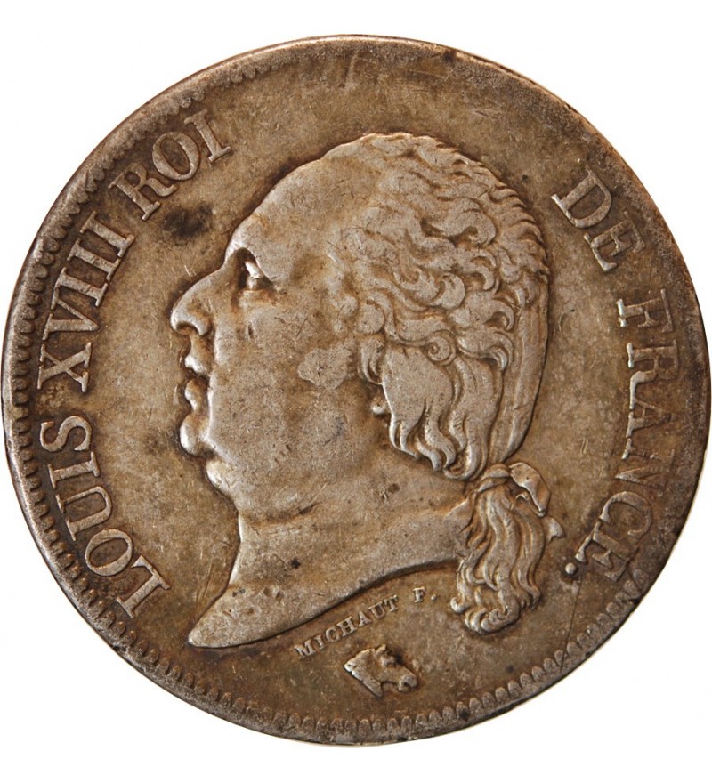 LOUIS XVIII - 5 FRANCS ARGENT 1817 L BAYONNE