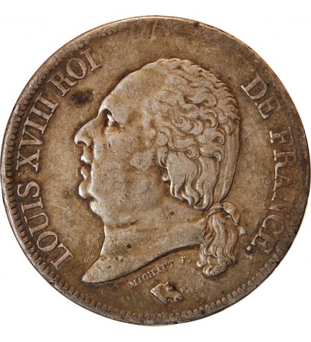 LOUIS XVIII - 5 FRANCS ARGENT 1817 L BAYONNE