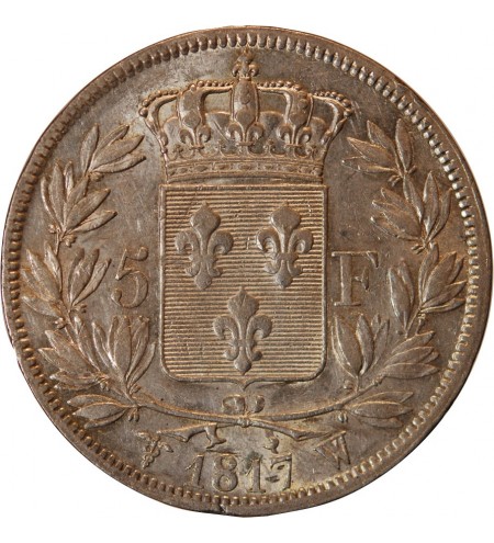 LOUIS XVIII - 5 FRANCS ARGENT 1817 W LILLE