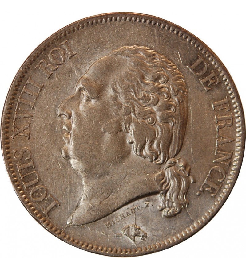LOUIS XVIII - 5 FRANCS ARGENT 1817 W LILLE