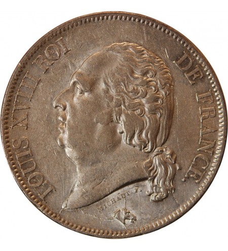 LOUIS XVIII - 5 FRANCS ARGENT 1817 W LILLE