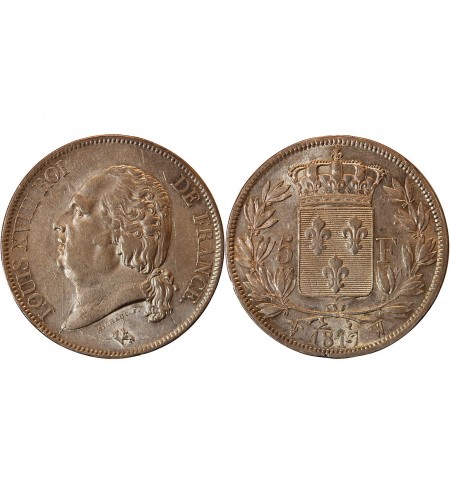 LOUIS XVIII - 5 FRANCS ARGENT 1817 W LILLE