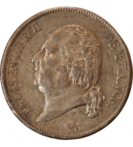 LOUIS XVIII - 5 FRANCS ARGENT 1818 B ROUEN