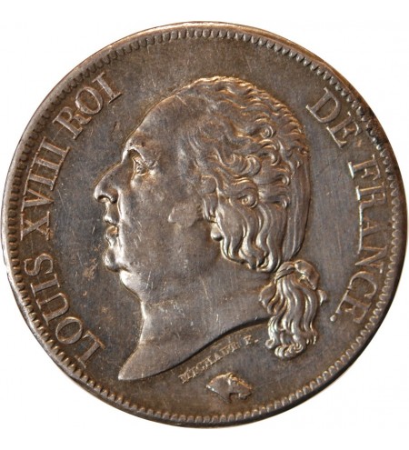 LOUIS XVIII - 5 FRANCS ARGENT 1819 B ROUEN