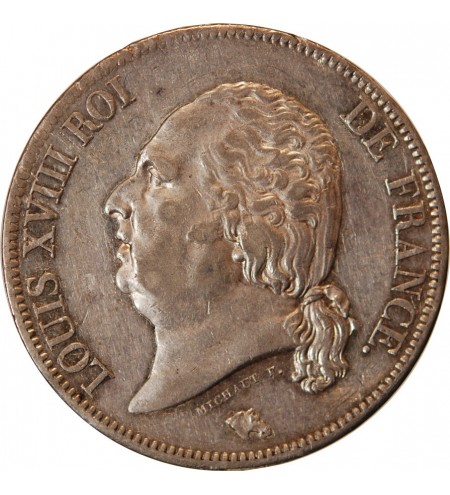 LOUIS XVIII - 5 FRANCS ARGENT 1822 A PARIS