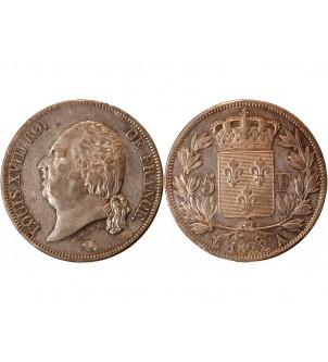 LOUIS XVIII - 5 FRANCS ARGENT 1822 A PARIS 2