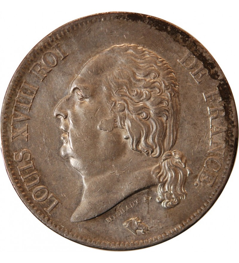 LOUIS XVIII - 5 FRANCS ARGENT 1822 W LILLE