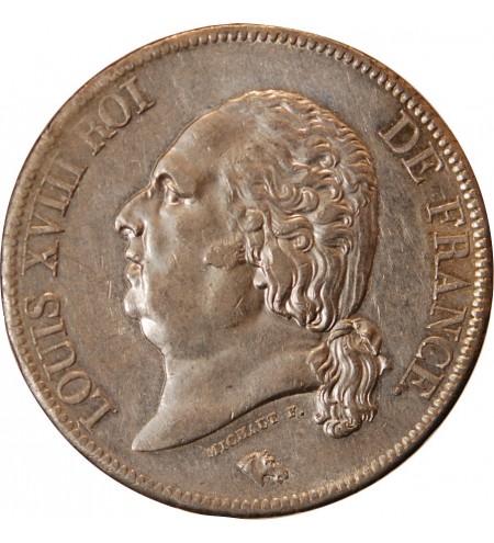 LOUIS XVIII - 5 FRANCS ARGENT 1824 A PARIS