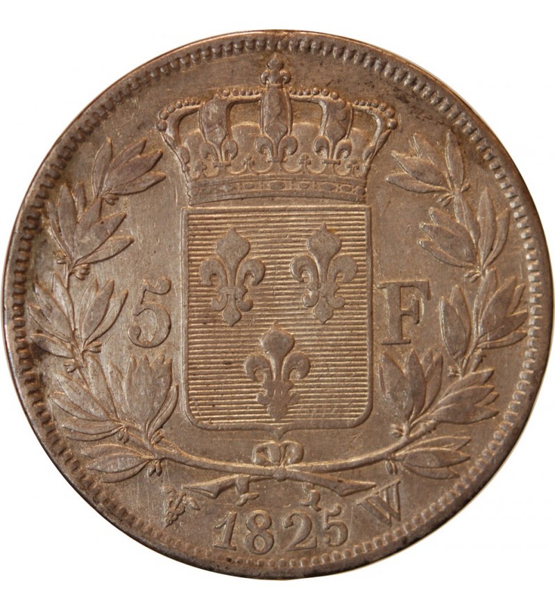 CHARLES X - 5 FRANCS ARGENT 1825 W LILLE