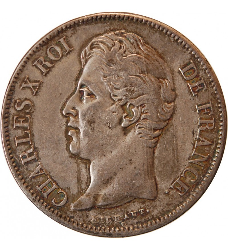 CHARLES X - 5 FRANCS ARGENT 1827 H LA ROCHELLE