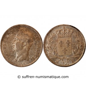 CHARLES X - 5 FRANCS ARGENT 1827 K BORDEAUX