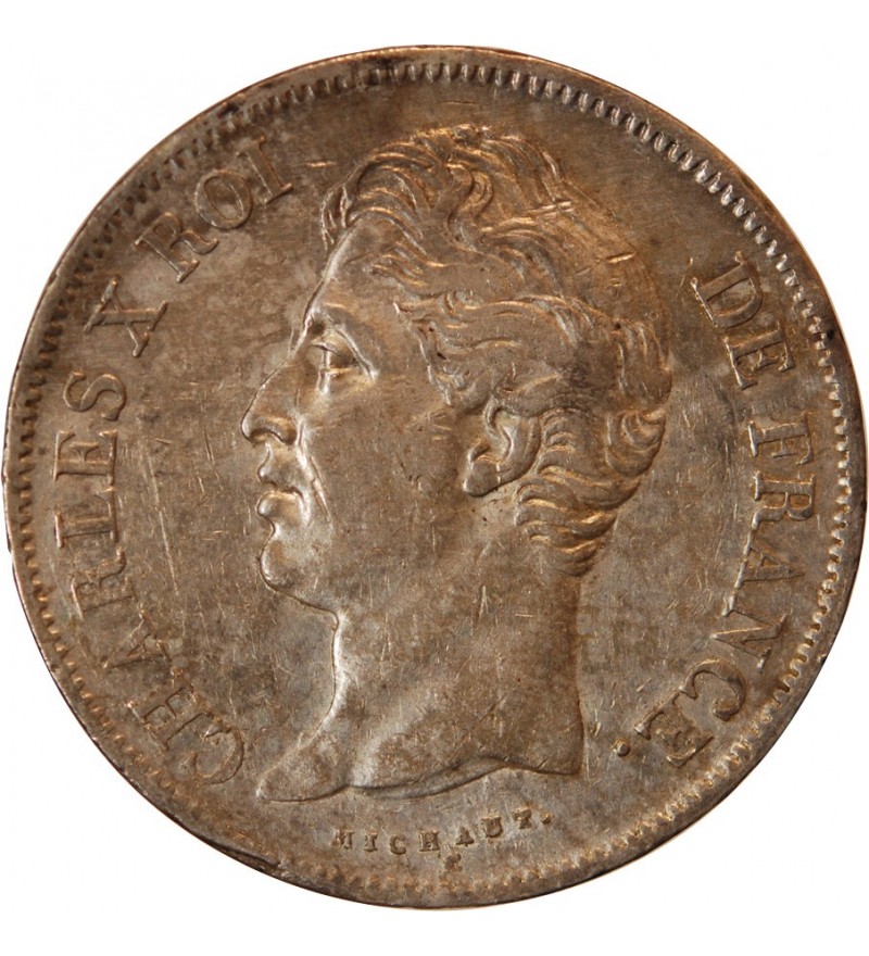 CHARLES X - 5 FRANCS ARGENT 1827 K BORDEAUX