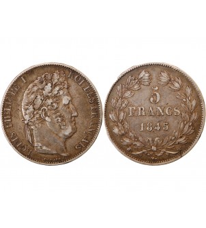 LOUIS PHILIPPE﻿ - 5 FRANCS ARGENT 1845 W LILLE 2