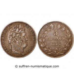 LOUIS PHILIPPE﻿ - 5 FRANCS ARGENT 1845 W LILLE