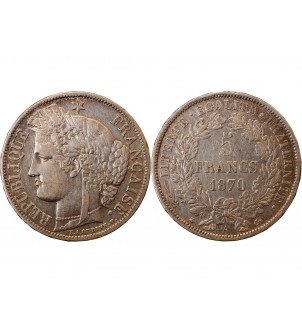 CERES - 5 FRANCS ARGENT 1870 A PARIS "Avec Légende"﻿ 2