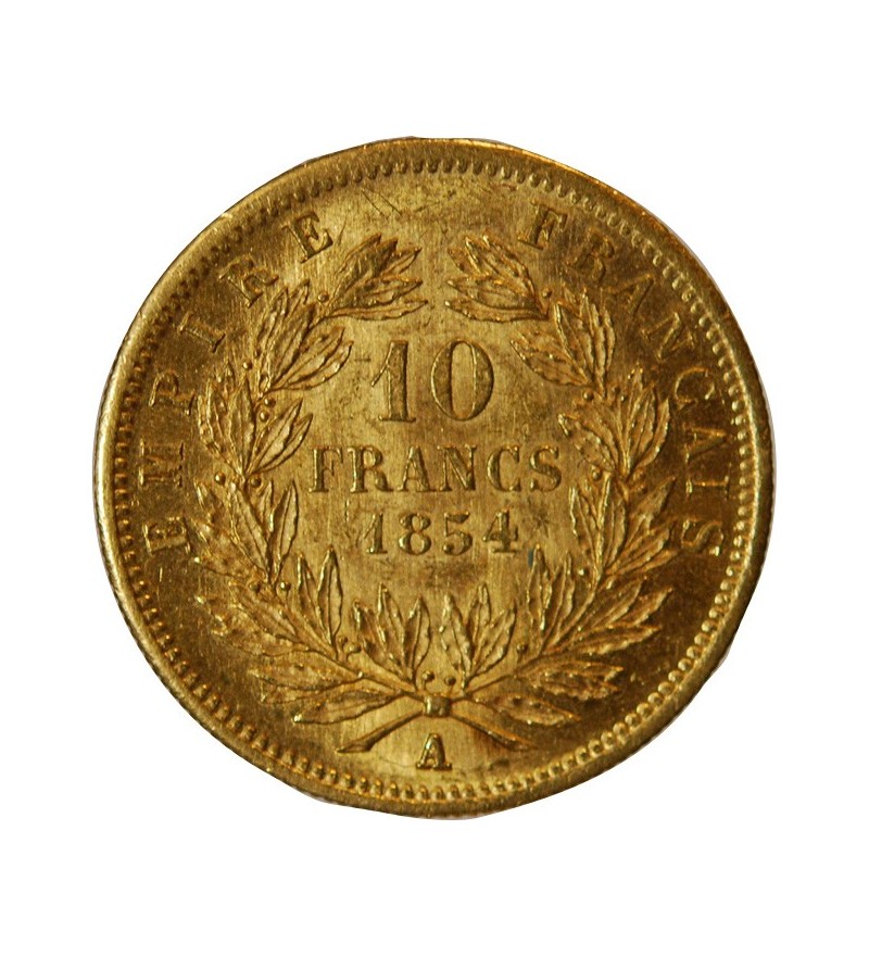 NAPOLEON III 10 FRANCS OR PETIT MODULE 1854 A PARIS﻿ "Tranche Striée