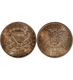 ALLEMAGNE, BREMEN - 2 MARK ARGENT 1904 J 2