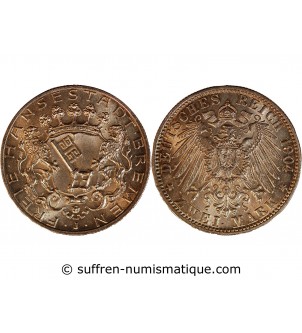 ALLEMAGNE, BREMEN - 2 MARK ARGENT 1904 J