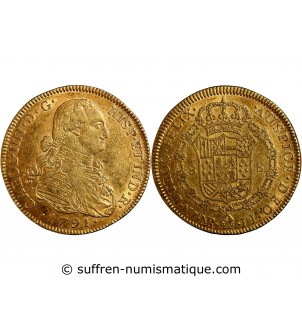 COLOMBIE, CHARLES IV - 8 ESCUDOS OR 1791 NR NUEVO REINO