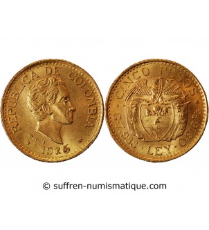 COLOMBIE - 5 PESOS OR 1925