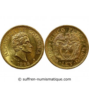 COLOMBIE - 5 PESOS OR 1925