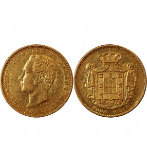 PORTUGAL, LOUIS Ier -  5000 REIS OR 1871﻿ 2