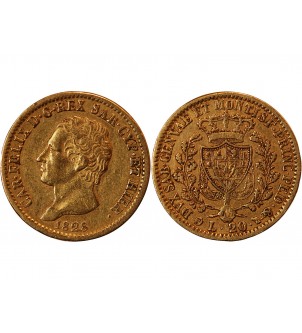 ITALIE, CHARLES FELIX﻿ - 20 LIRE OR 1828 P AIGLE RARE 2
