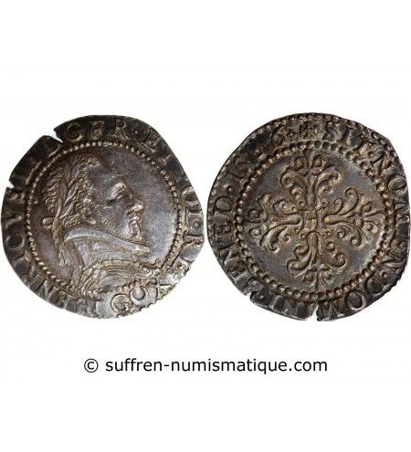 HENRI III - 1/2 FRANC AU COL PLAT 1586 G POITIERS