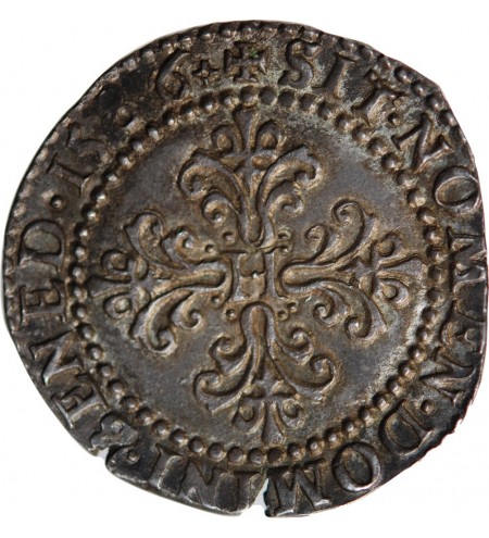 HENRI III - 1/2 FRANC AU COL PLAT 1586 G POITIERS