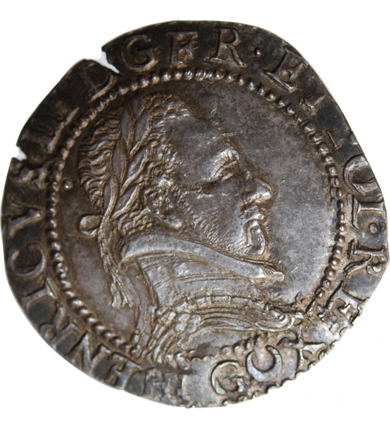 HENRI III - 1/2 FRANC AU COL PLAT 1586 G POITIERS