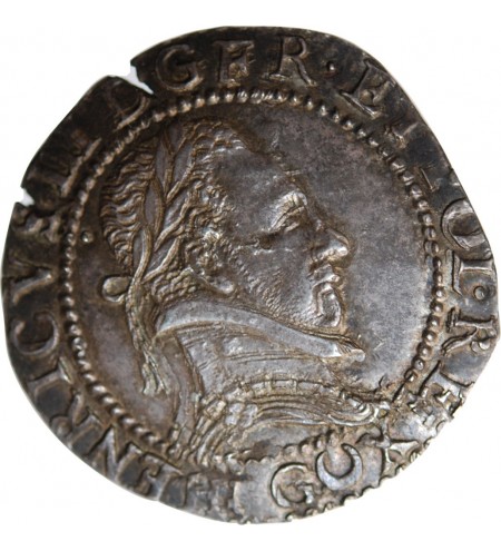 HENRI III - 1/2 FRANC AU COL PLAT 1586 G POITIERS
