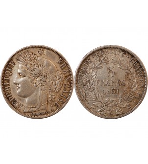 CERES - 5 FRANCS ARGENT 1851 A PARIS 2